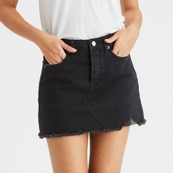 American Eagle Black Jean Skirt, Size 12 - Picture 1 of 4